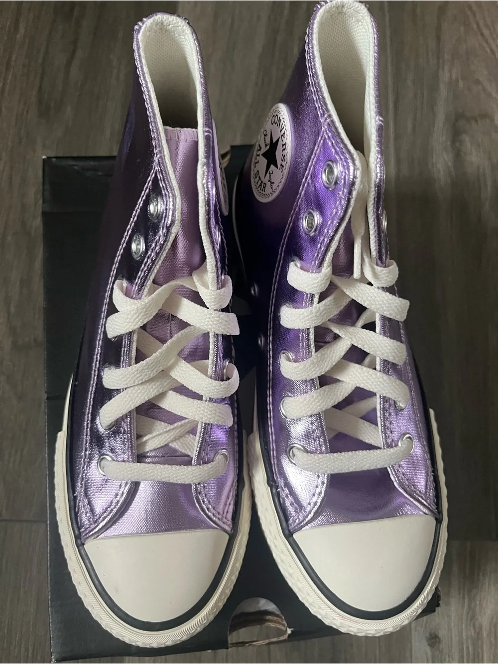 Converse Kids Metallic Purple High Top Sneakers